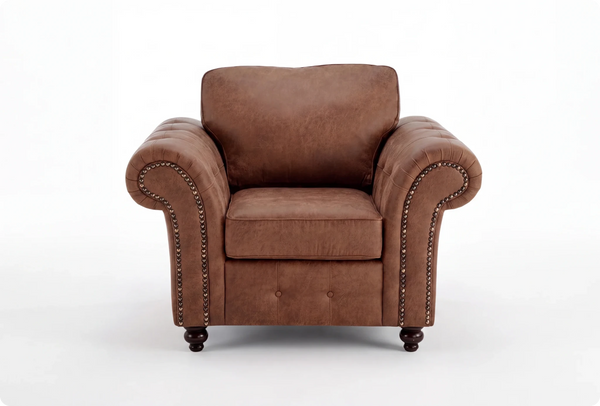 Savile Tan Suede Armchair