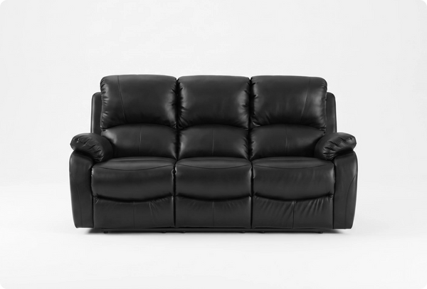 Serano Black Leather Manual Recliner Sofa