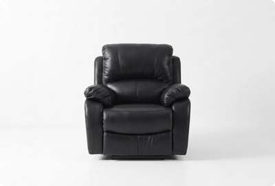 Serano Black Leather Manual Recliner Armchair