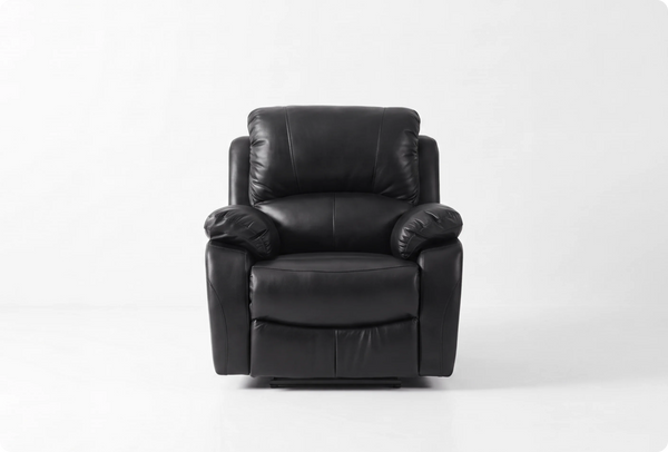 Serano Black Leather Manual Recliner Armchair