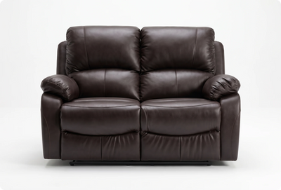 Serano Brown Leather Manual Recliner 2 Seater Sofa