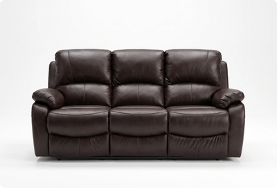 Serano Brown Leather Manual Recliner 3 Seater Sofa