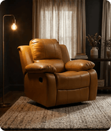 York Leather Mustard Manual Recliner Armchair
