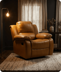 York Leather Mustard Manual Recliner Armchair