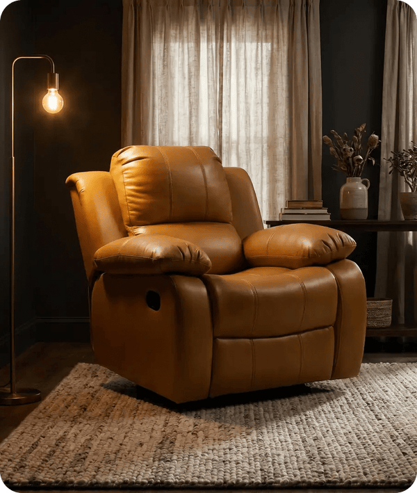 York Leather Mustard Manual Recliner Armchair