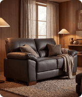 Dalmore Genuine Leather Grey 2 Seater Sofa