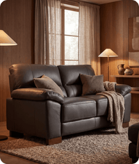 Dalmore Genuine Leather Grey 2 Seater Sofa