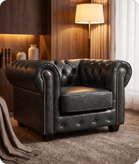 Chesterfield Green Leather Antique Armchair
