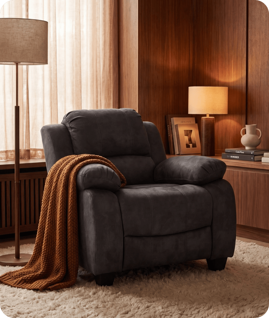 Veloura Charcoal Fabric Armchair
