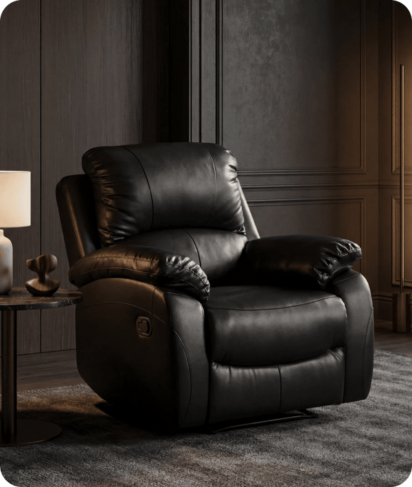 Serano Black Leather Manual Recliner Armchair