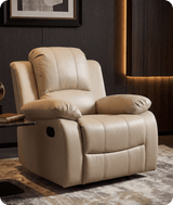 York Cream Leather Manual Recliner Armchair