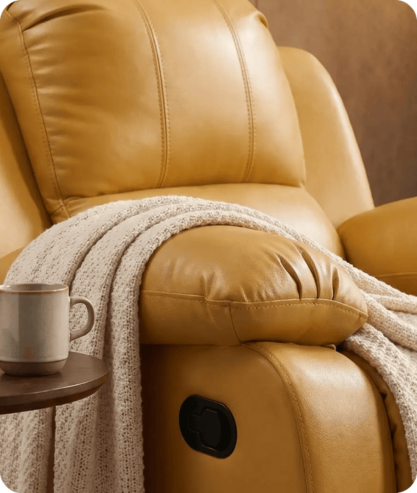 York Leather Mustard Manual Recliner Armchair