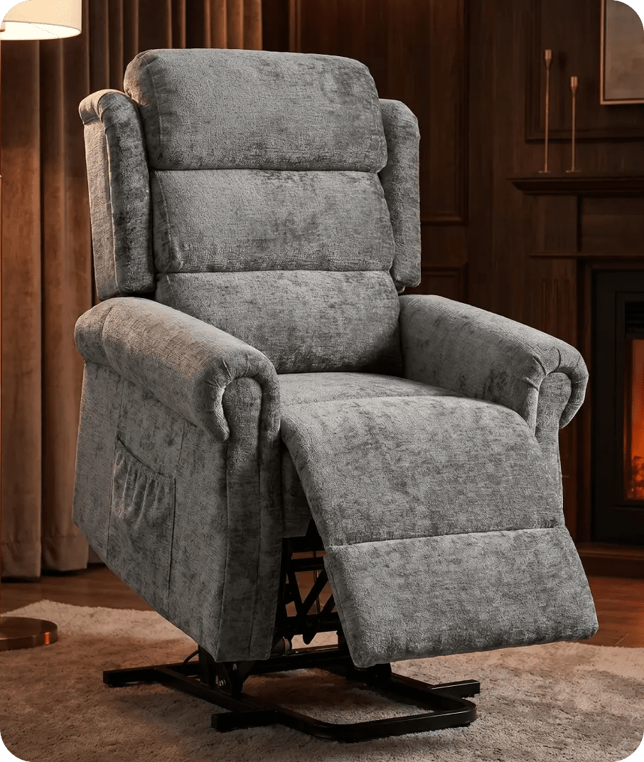 Cambridge Grey Fabric Rise & Recline Mobility Chair