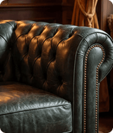 Chesterfield Green Leather Antique Armchair