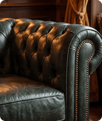 Chesterfield Green Leather Antique Armchair