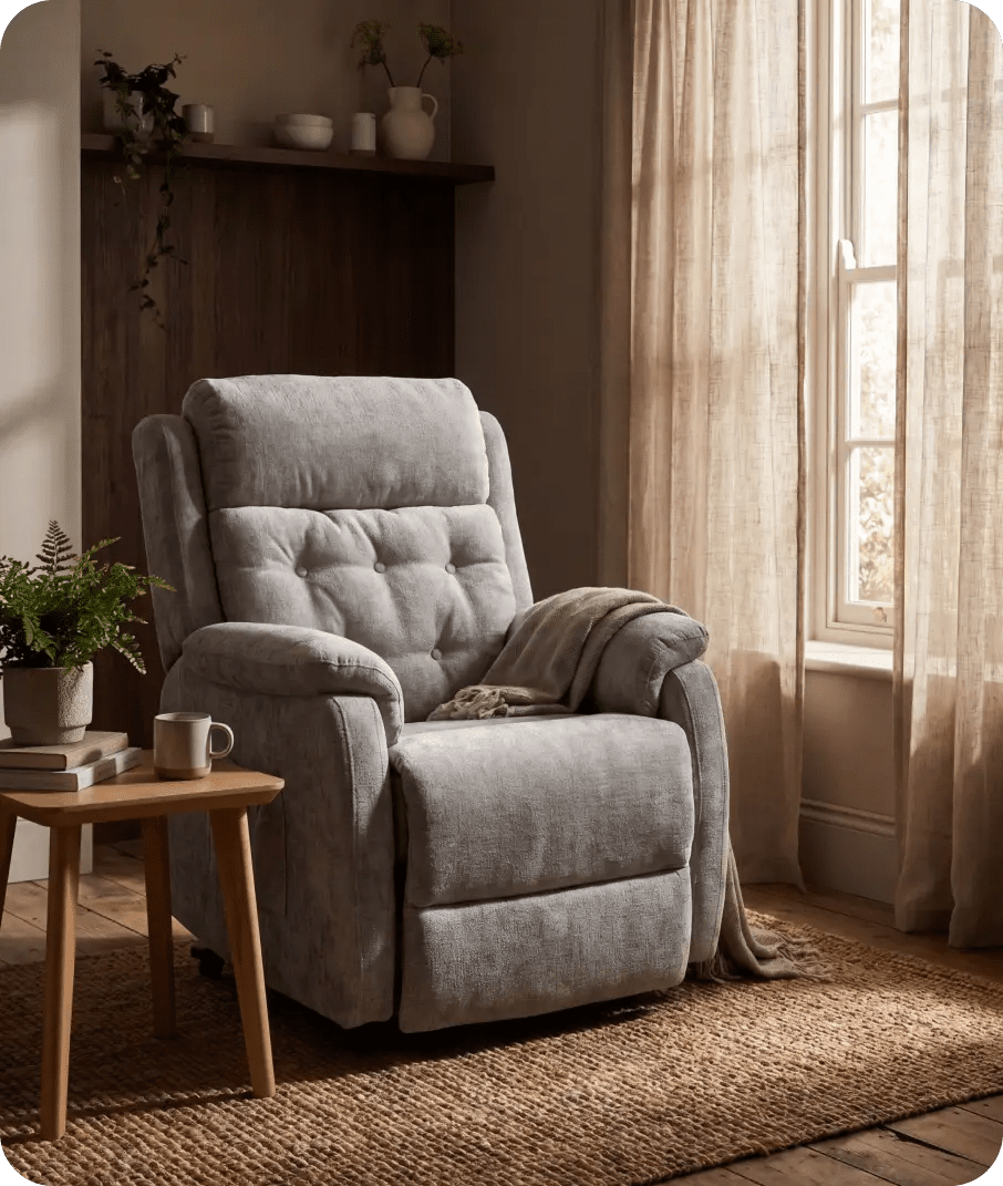 Oliver Light Grey Fabric Rise & Recline Mobility Chair