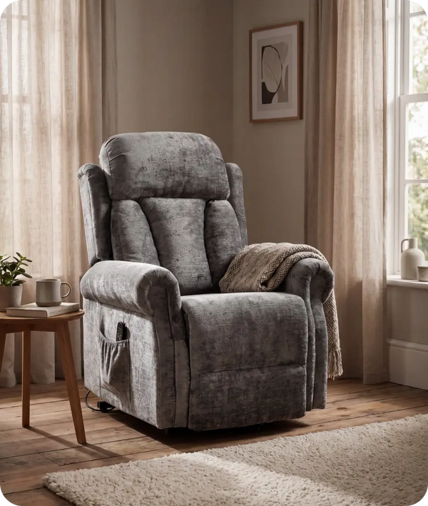 Derby Grey Fabric Rise & Recline Mobility Chair