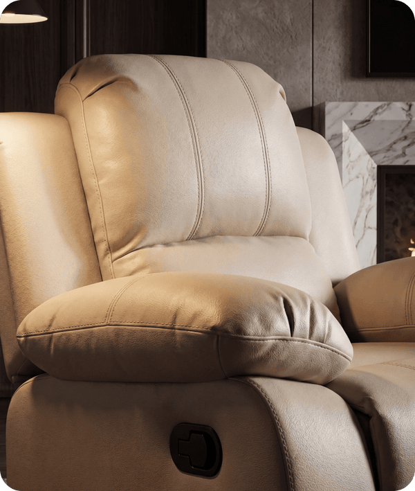 York Cream Leather Manual Recliner Armchair