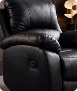 Serano Black Leather Manual Recliner Armchair