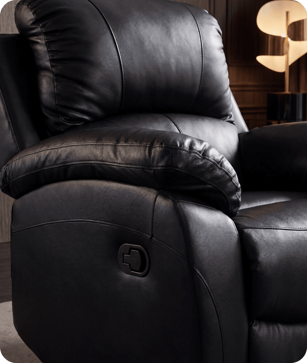 Serano Black Leather Manual Recliner Armchair