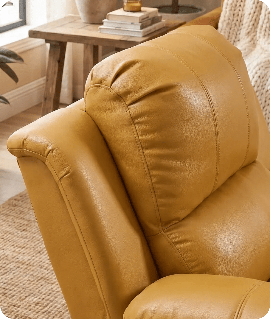 York Leather Mustard Manual Recliner Armchair