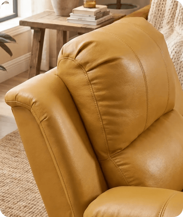 York Leather Mustard Manual Recliner Armchair