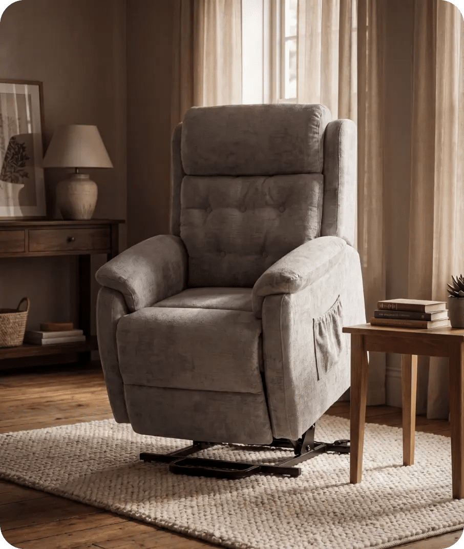 Oliver Light Grey Fabric Rise & Recline Mobility Chair