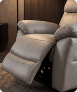 Torino Genuine Leather Light Grey Electric Power Recliner Armchair