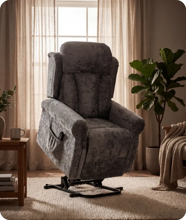 Derby Grey Fabric Rise & Recline Mobility Chair