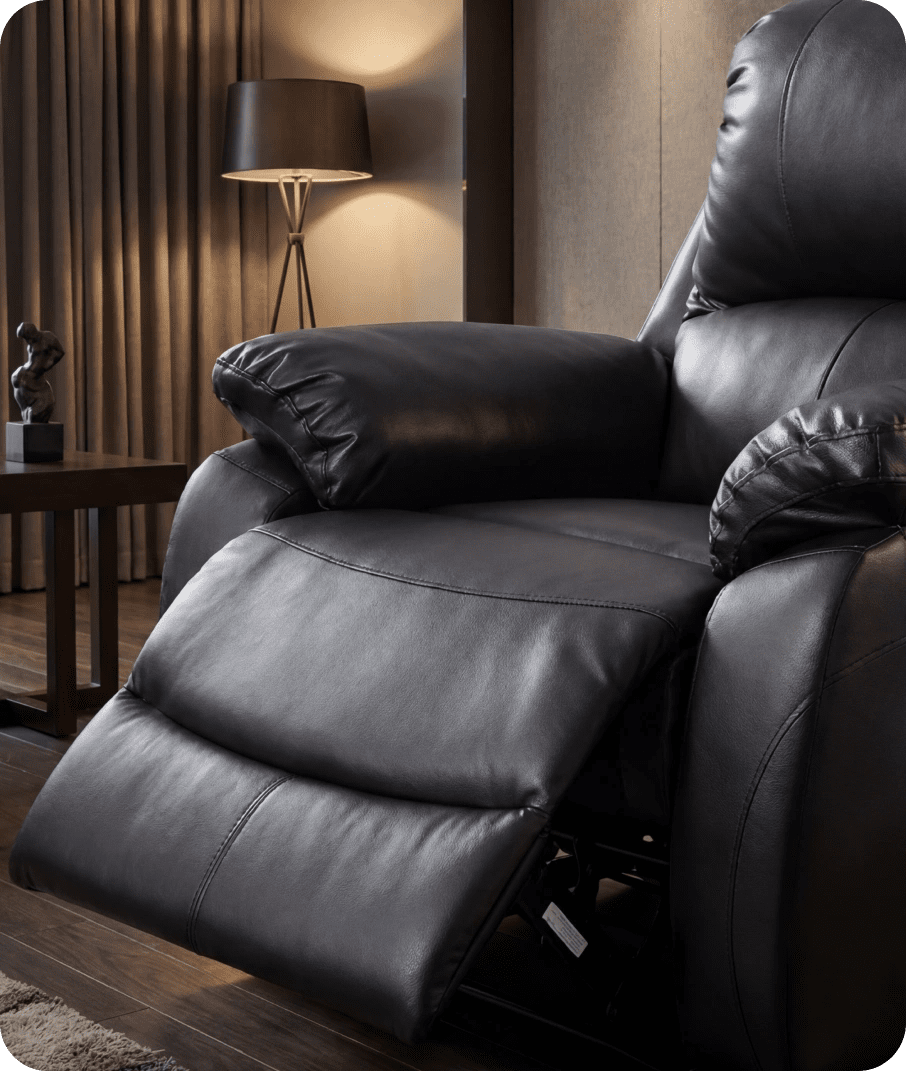 Serano Black Leather Manual Recliner Armchair