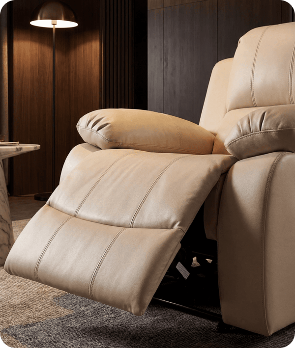 York Cream Leather Manual Recliner Armchair