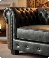 Chesterfield Green Leather Antique Armchair