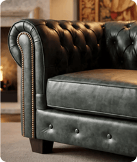 Chesterfield Green Leather Antique Armchair