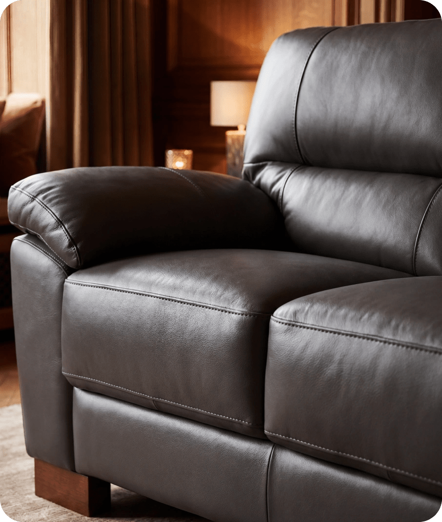 Dalmore Genuine Leather Grey 2 Seater Sofa