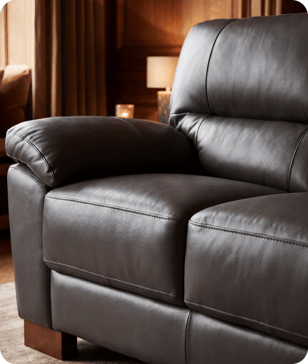Dalmore Genuine Leather Grey 2 Seater Sofa