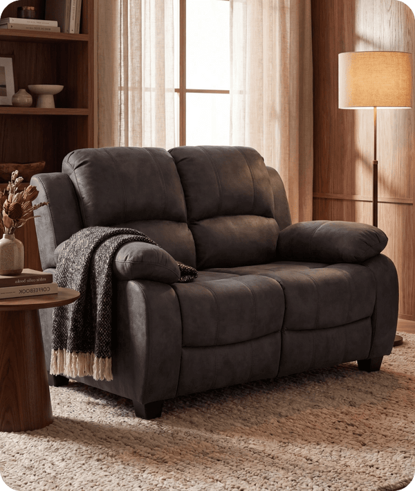 Veloura Charcoal Fabric 2 Seater Sofa