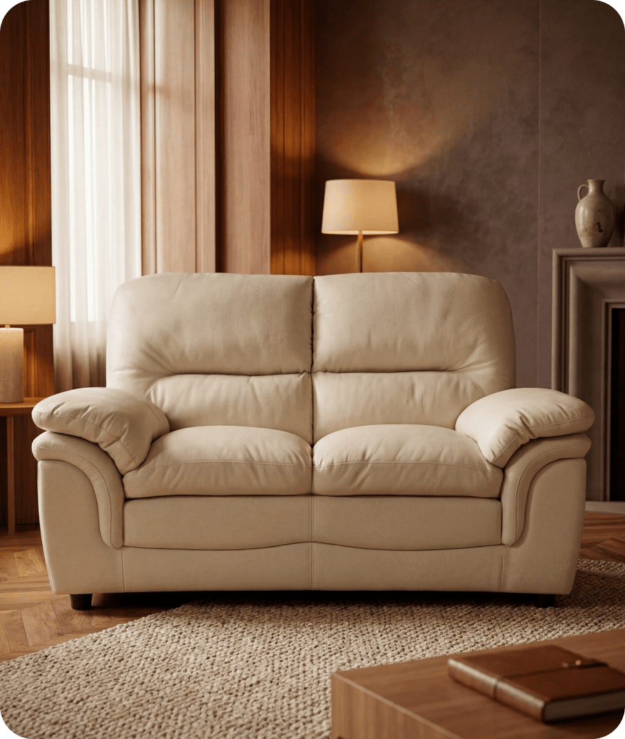 Florence Cream Leather 2 Seater Sofa