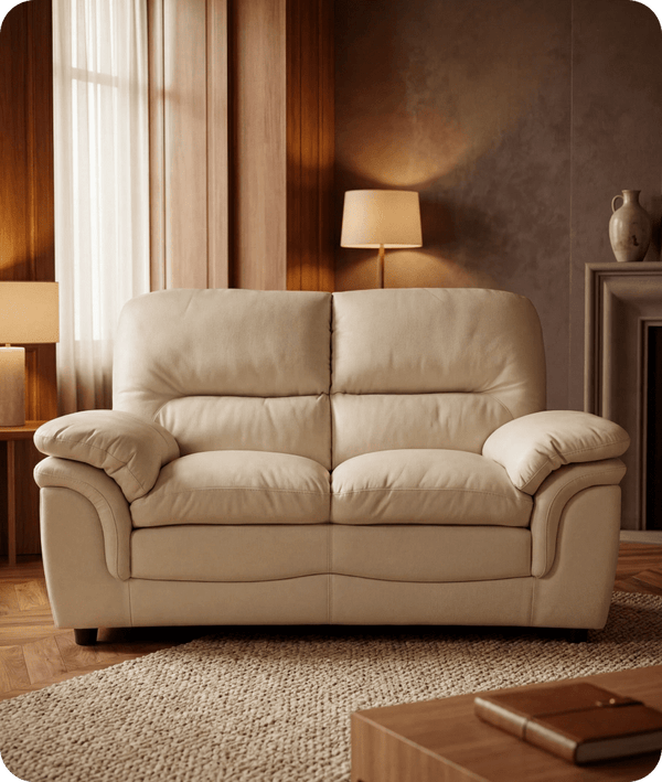 Florence Cream Leather 2 Seater Sofa