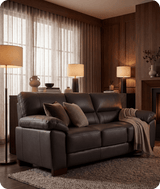 Dalmore Genuine Leather Grey 3 Seater Sofa