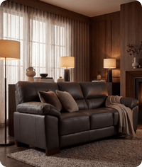 Dalmore Genuine Leather Grey 3 Seater Sofa