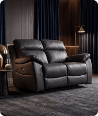 Torino Genuine Leather Grey Electric Power Recliner 2 Seater Sofa