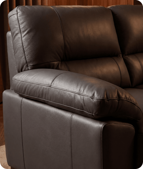 Dalmore Genuine Leather Grey 3 Seater Sofa