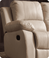 York Cream Leather 2 Seater Manual Recliner Sofa