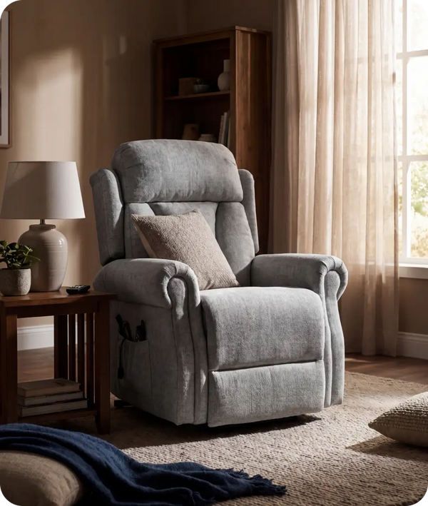 Derby Light Grey Fabric Rise & Recline Mobility Chair