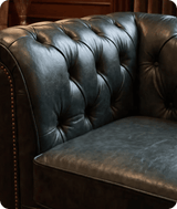 Chesterfield Green Leather Antique 2 Seater Sofa