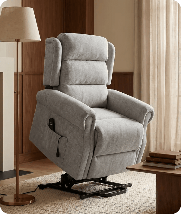 Cambridge Light Grey Fabric Rise & Recline Mobility Chair