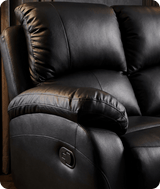 Serano Black Leather Manual Recliner 2 Seater Sofa