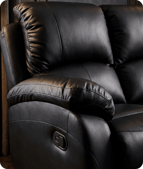 Serano Black Leather Manual Recliner 2 Seater Sofa