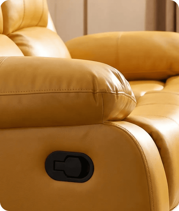 York Mustard Leather Manual Recliner 2 Seater Sofa