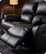 Serano Black Leather Manual Recliner 2 Seater Sofa